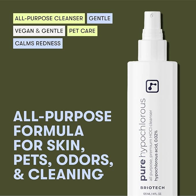 BRIOTECH Pure Hypochlorous Acid Cleanser, Original Premium HOCl Topical Solution, Multi-Purpose Cleaner, Family Approved & Pet Friendly, 1 Gallon Refill
