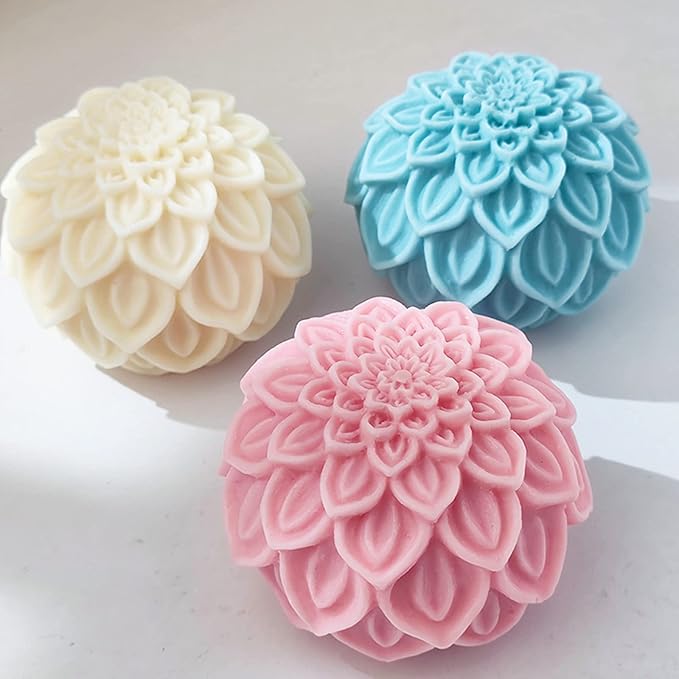 Nasturtium Ball Candle Silicone Mold Lotus Petal Flower Soap Mold for Fondant,Chocolate,Candy, Bath Bomb,Epoxy Resin,Plaster, Polymer Clay