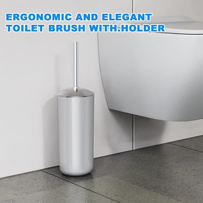 Blue Toilet Brush and Holder Set, 2 Pack – Toilet Brush Blue with Stainless Steel Handle, Non-Scratch Bristles, Compact and Drip-Free, Toilet Bowl Brush for Bathroom and Home Use