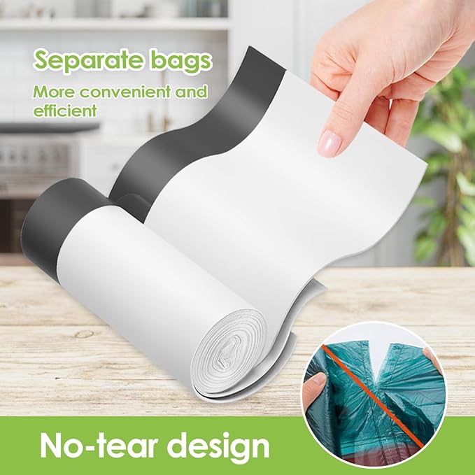 6 Gallon 120pcs Strong Drawstring Trash Bags Garbage Bags by Teivio, Bathroom Trash Can Bin Liners, Plastic Bags for home office kitchen, White