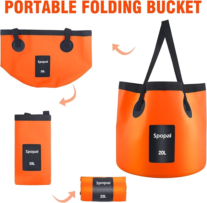 Collapsible Bucket with Handle 20L, Multifunctional Folding Water Container for Camping, Hiking, Traveling, Fishing, Laundry, Gardening, Waterproof, Durable, Lightweight