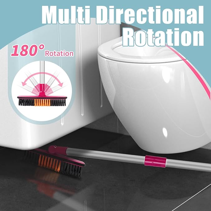 Magic Silicone Broom Sweeper, Multi-Function Floor Cleaning Brush, Bathroom, Pet Hair, Dog Brush Set (Pink)