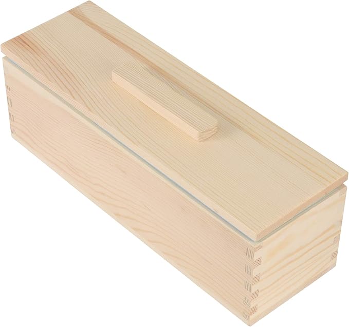 2 Pack 42 OZ Rectangular Soap Mold, Flexible Soap Loaf Mold with Wooden Cover and Box for Soap Making, Candle, Cake, Pudding, Chocolates