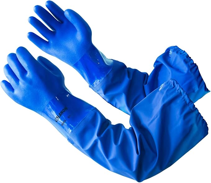 LANON 26" Elbow Length PVC Chemical Resistant Gloves, Heavy-Duty Long Rubber Gloves, Acid, Alkali & Oil Protection, XL