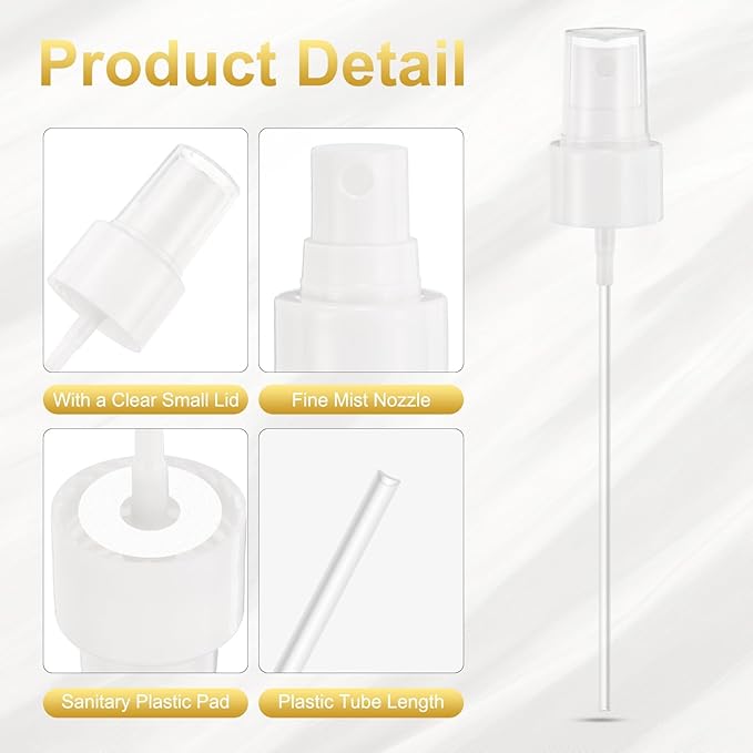 uxcell 12 Pcs White Spray Top, 24/410 Fine Mist Sprayer Reusable Replacement Spray Bottle Pump Plastic Top for Cosmetic Perfume and Body Sprays Bottle