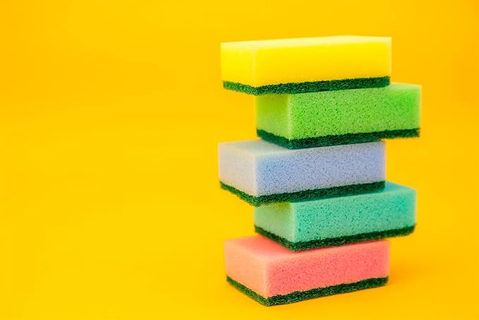 DecorRack 40 Count Non-Scratch Cleaning Scrub Sponges, Dual-Sided Heavy Duty Kitchen Sponges for Dishes, Cleaning Household, Bathroom, Car Wash - Multicolor (Pack of 40)
