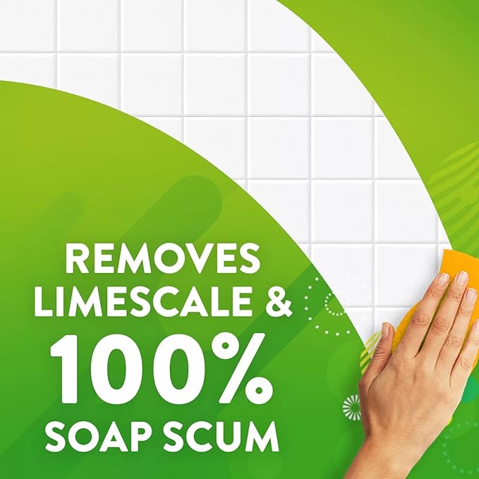 Scrubbing Multi Surface Bathroom Cleaner, Rainshower Scent, Grime Fighter, 25 Fl Oz (Pack of 2) Bundled with Magic Eraser Extra Durable Scrubber Sponge