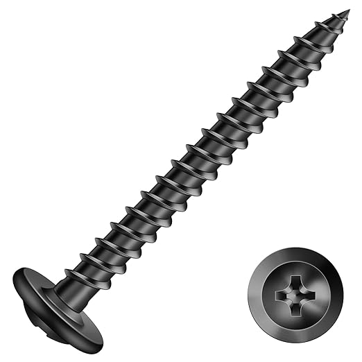 #8 x 1-1/2" Wood Screw 100Pcs Alloy Steel Standard Thread Truss Head Fast Self Tapping Black Oxide by SG TZH