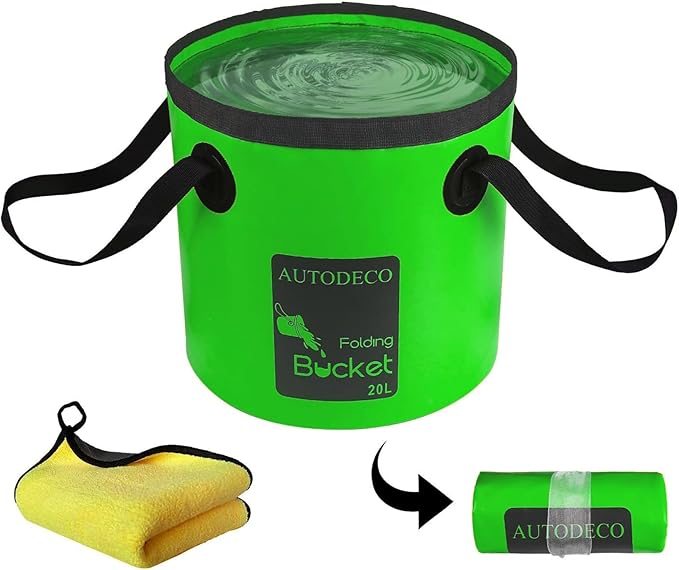 AUTODECO Collapsible Bucket 5 Gallon Container Folding Water Bucket Portable Wash Basin 20L