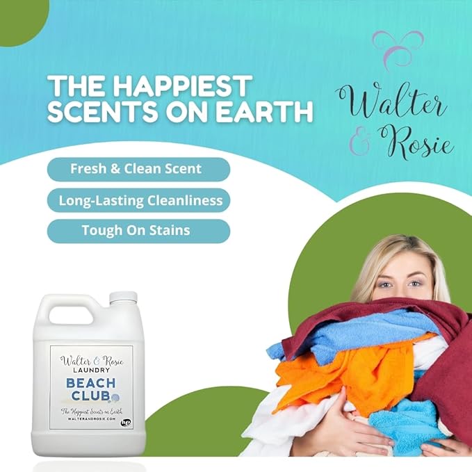 Walter & Rosie Beach Club Luxury Laundry Detergent - Park Inspired Scent with Green Notes & White Jasmine - Highly Fragrant Laundry Detergent - The Happiest Detergent on Earth - 32 Oz