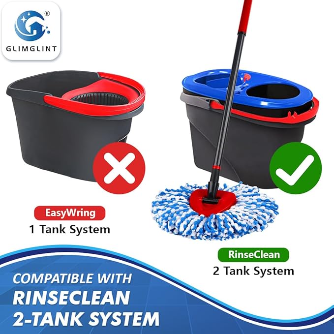 Mop Replace Heads Compatible for O Cedar 8 Pack, Spin Mops Refill Head Replacement for RinseClean 2-Tank System, Machine Washable, Suitable for Hard-surfaced Floors Cleaning