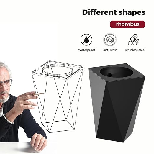 10L/2.6GAL Modern Open top Garbage can,Cream Bathroom tarsh can,Small Gold Wastebasket for Bathroom,Bedroom,Office,Living Room,Hotel (Black)