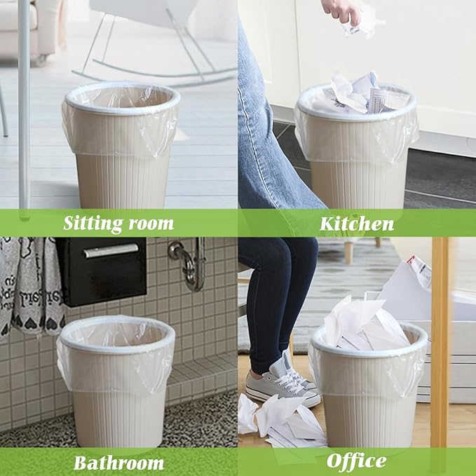 1.6 Gallon 220 Counts Strong Trash Bags Garbage Bags, Bathroom Trash Can Bin Liners, Small Plastic Bags for home office kitchen, Clear