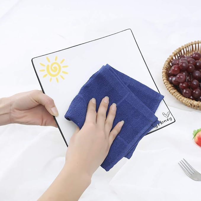 Glynniss Blue Dish Cloths Kitchen Highly Absorbent Navy Dish Rags 100% Cotton Dish Cloths for Washing Dishes, Cleaning (12pcs Blue)