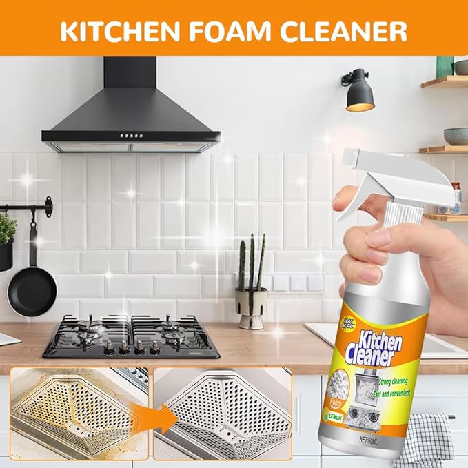 Kitchen Foam Cleaner, 2025 Upgraded All-Purpose Cleaner, Portable Grease Remover for Home Kitchen, Durable Stove Cleaners for Restaurant, Easy Clean Pot and Pan Cleaners for Housewife (1)