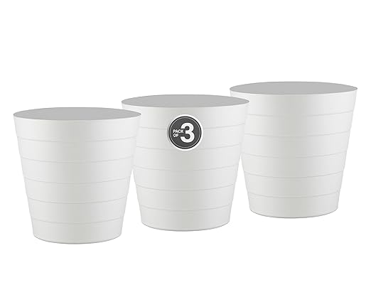 Small Trash Can (1.3 Gallons), Dorm Trash Can, Heavy Duty Dust Bin, Mini Garbage Can for Bedroom (Pack Of 3), Plastic Wastebasket, Bathroom Wastebasket (White) Round paper Trashcan, Office trashcan