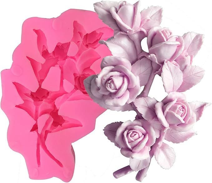 3D Flowers Silicone Fondant Molds Rose Cake Chocolate Moulds Dried Flower Jewelry Decorative Mould Resin Epoxy Clay Molds Pastry Baking Tools
