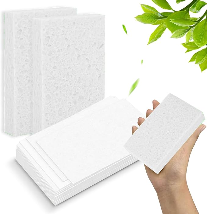 6 - Pack Non-Scratch Scrub Sponges - Sponges for Dishes and Washing Dishes, Cleaning Sponges for Kitchen Home Office, Magical 3D DIY Art and Craft Suppliers（White）