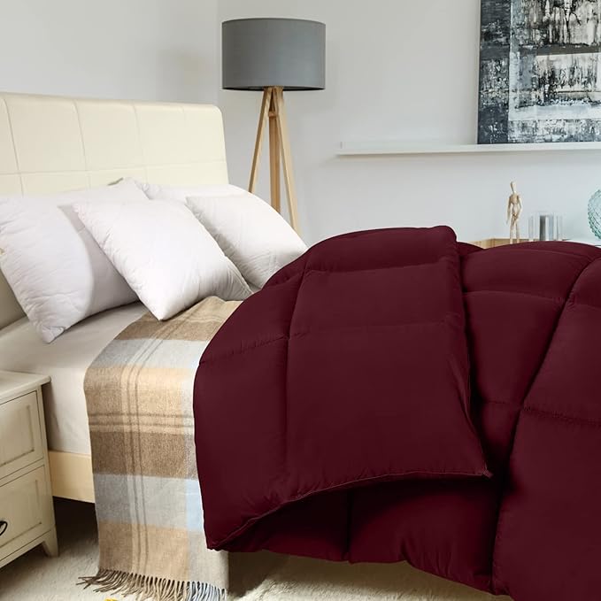 Utopia Bedding Comforter Duvet Insert, Quilted Comforter with Corner Tabs, Box Stitched Down Alternative Comforters Queen Size (Burgundy)
