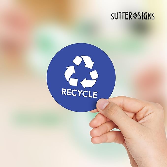 Sutter Signs 6pk Trash Compost Recycle Stickers for Trash Bins | 4" Weatherproof Waste Management Label Sign Decals for Garbage Cans, Yard Waste, and Recycling Bins