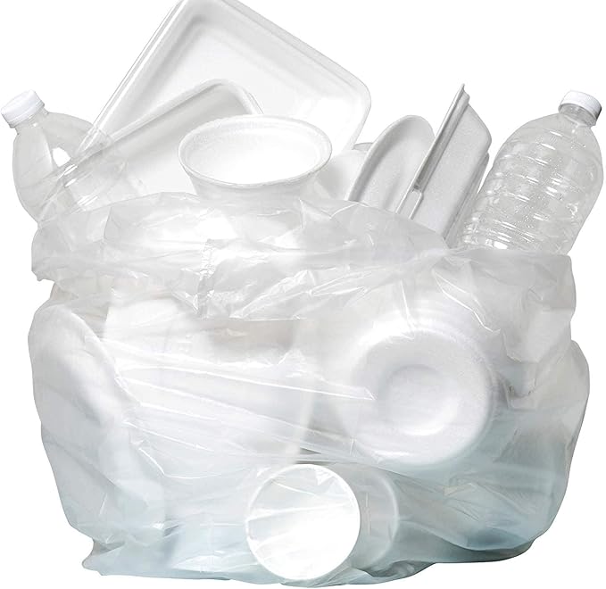 Aluf Plastics High Density Trash Bags, 33 Gallon, 1000 Count, 16 Micron (eq), 33" x 40", Clear, for Bathroom, Office, Industrial, Commercial, Janitorial, Municipal, Recycling