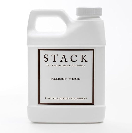 STACK Almost Home Luxury Laundry Detergent - Premium Scented Laundry Detergent for HE & Standard Washers - Infused With Wild Jasmine, Suede, & Musk - Dye Free Gentle & Effective Cleaning - 16 oz