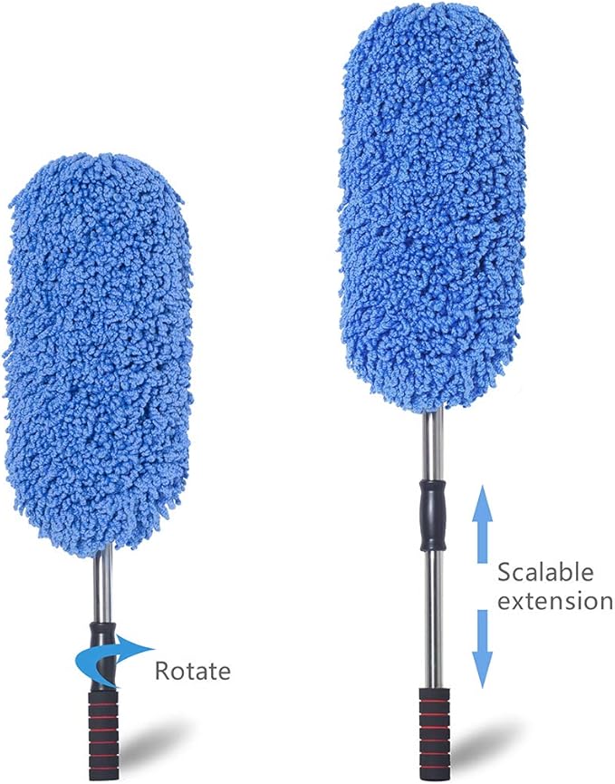 (3 Pack) Microfiber Car Duster Exterior Scratch Free, Extendable Handle Interior Multipurpose dust Cleaning Duster for car(Medium)