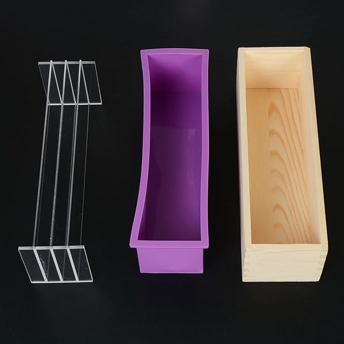 42oz Silicone Soap Molds, Loaf Soap Making Mold with 5 Acrylic Dividers, DIY Handmade Soap Swirl Tools for Soap Making (Purple)
