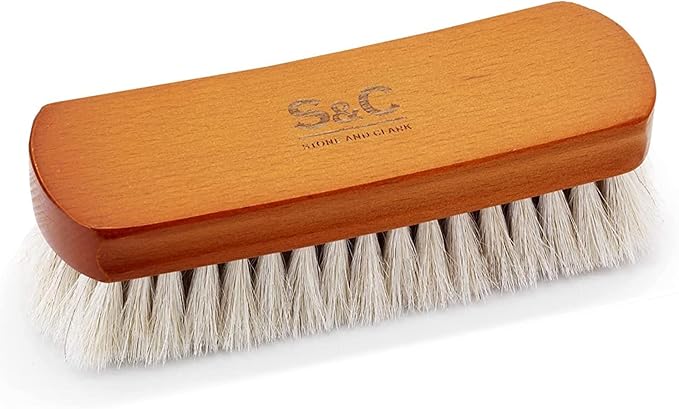 Premium Horsehair Shoe Polish Brush – Handcrafted Beechwood Shoe Brush for Shine and Buffing – Luxurious Shoe Shine Brush with Soft Horsehair Bristles (White)