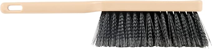 Restaurantware-Clean Tek Professional 13.78 Inch Counter Brush, 1 Heavy-Duty Hand Broom Brush - Flagged Bristles, Ergonomic Handle, Beige Plastic Cleaning Scrub, for Sweeping, Dusting, Woodworking