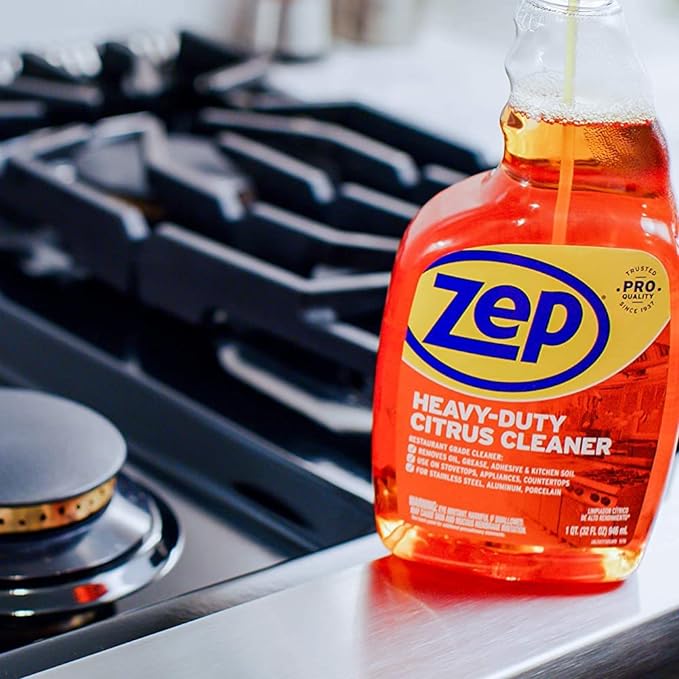 Zep Heavy-Duty Citrus Degreaser and Cleaner - 24 oz (Case of 2) ECZUCIT242 - Restaurant Grade, Removes Oil, Grease, Adhesive, and Kitchen Soil on Stovetops, Appliances