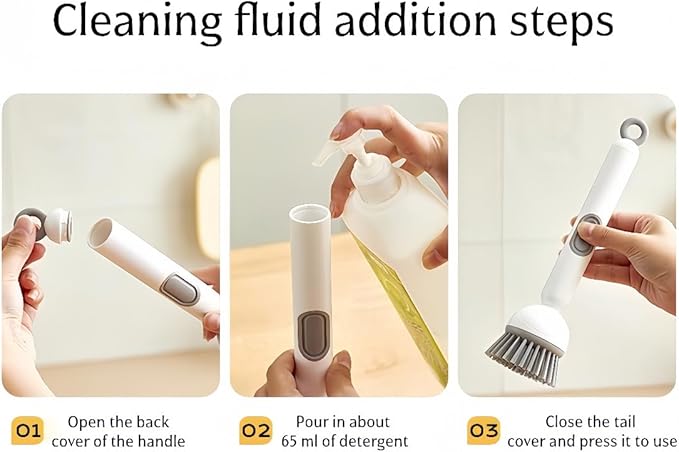 Adjustable Dish Brush with Soap Dispenser, Non-Scratch PET Bristles, Ergonomic Handle, Kitchen Cleaning Tool for Pots, Pans & Sink (Yellow, Combination Style (1 Long + 1 Short))