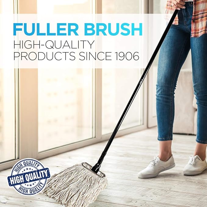 Fuller Brush Wet Mop – Stainless Steel Handle with Hang-Up Hole, Heavy Duty, Durable, Washable, Janitorial Floor Mop (Mop Head)
