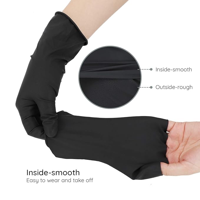 Segbeauty Hair Dye Gloves, 20 Counts Black Reusable Hair Color Gloves Professional Washable Rubber Glove Hair Coloring Accessories for Home Cleaning Hair Dye Salon Highlighting - Medium