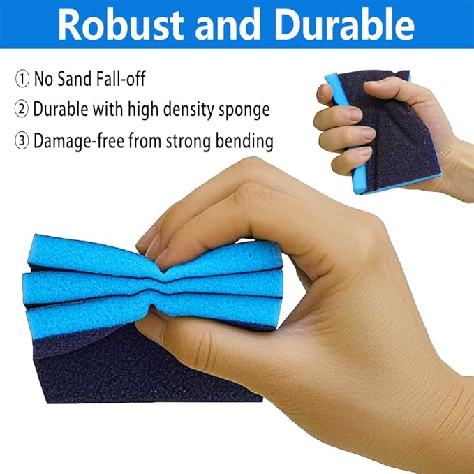 16 Pack 100 Grits Sanding Sponge, Medium Sanding Block, Washable and Reusable Wet Dry Sandpaper Block Sandpaper Sponge for Wood Metal FurniturePaint and Drywall