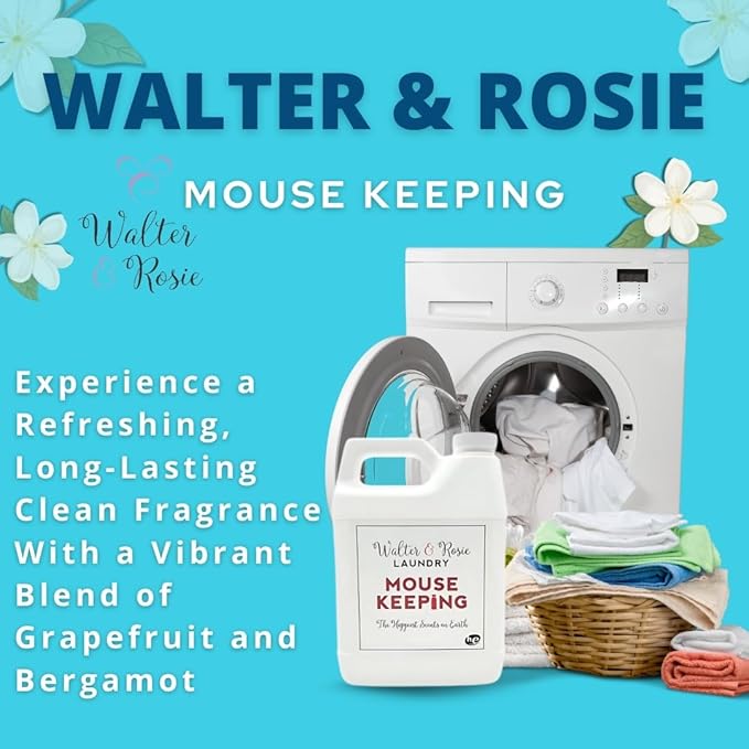 Walter & Rosie Mouse Keeping Luxury Detergent - Inspired Scent with Bergamot and Grapefruit - Cleans All Fabric Types - Ideal for Machine & Handwash - The Happiest Detergent on Earth - 32 Oz