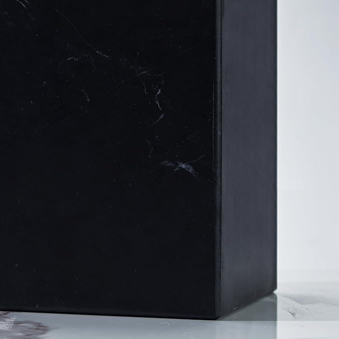 Black Marble Trash Can for Bathroom, Minimalist Theme Chic Wastebasket,Luxurious Design Rubbish Bin, Elegant Black Marble Waste Basket for Bathroom, Bedroom, Living Room