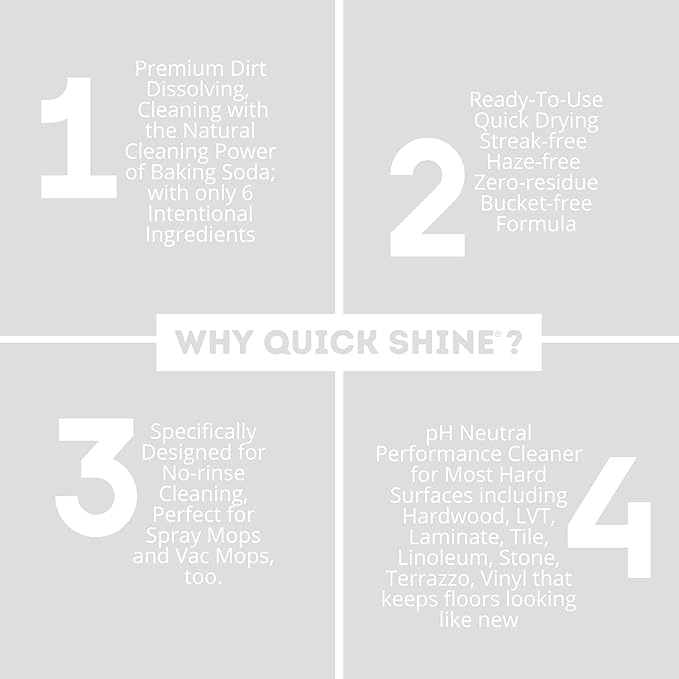 Quick Shine Multi Surface Floor Cleaner Daily Care 24oz | Plant-Based, Ready to Use, Dirt Dissolving, Streak Free, No Rinse | Use on Hardwood, Laminate, Luxury Vinyl Plank, Tile & Stone | Safer Choice