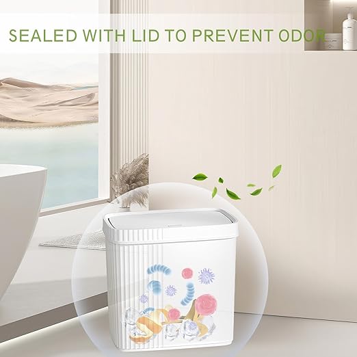 UUJOLY Small Bathroom Trash Can Wastebasket Plastic Garbage Can Container Basket Trash Bin for Kitchens Bathrooms, Laundry Room, Offices, Kids Rooms, Dorms, White, 3.2 Gallon