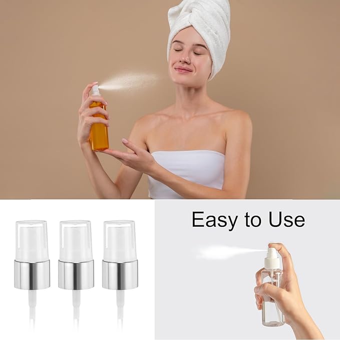 uxcell 12 Pcs Silver White Spray Top, 20/410 Fine Mist Sprayer Reusable Replacement Spray Bottle Pump Plastic Top for Cosmetic Perfume and Body Sprays Bottle