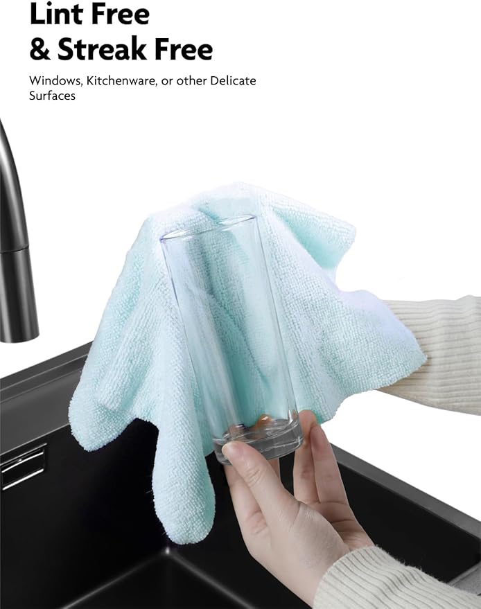 Fantasticlean Microfiber Cleaning Cloth Roll -75 Pack, Tear Away Microfiber Towels, 12" x 12", Reusable, Washable, Scratch Free, Ultra Absorbent Dishcloth for Home Supplies, Car, Pet, Kitchen (Blue)