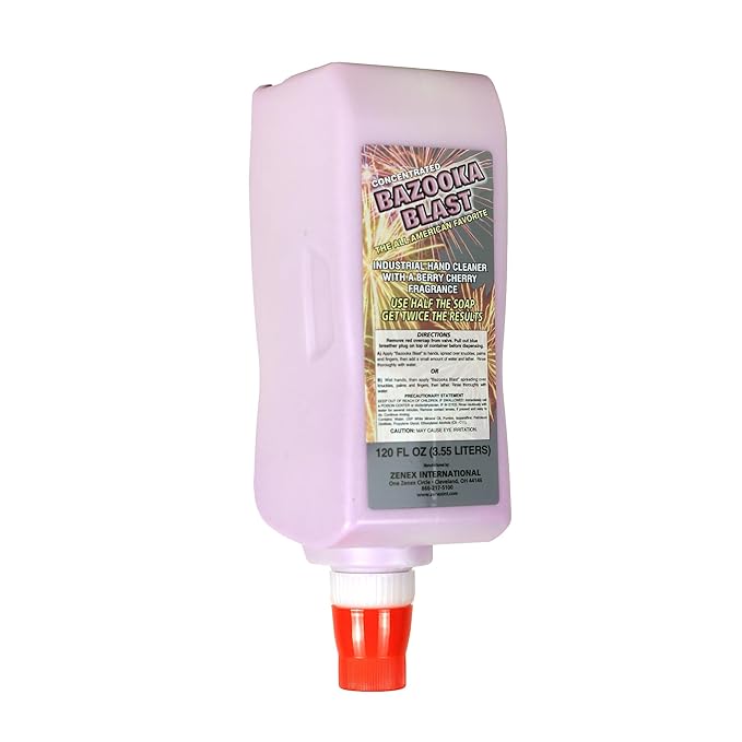 Zenex Bazooka Blast Hand Soap - Industrial Hand Cleaner | Heavy-Duty Shop Soap | Pumice-Powered Grease & Grime Remover | Berry Cherry Scent | Moisturizing | 3.55 L (1 Count)