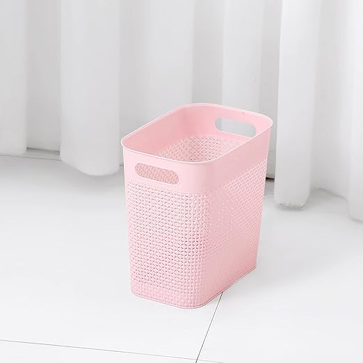 UUJOLY Plastic Small Trash Can Wastebasket, Garbage Container Basket for Bathrooms, Laundry Room, Kitchens, Offices, Kids Rooms, Dorms, (Pink, 2 Pack/3 gallons)