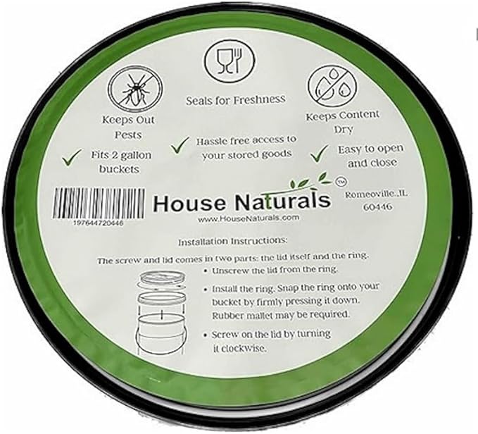 House Naturals 2 Gallon Food Grade - BPA Free Made in USA Buckets Lime Color pails with Screw On Gasket Lids (3, Lime - Black lids)