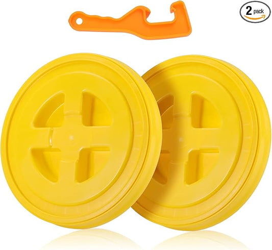 2 Pieces 5 Gallon Bucket Lid with Bucket Lid Opener,Plastic Storage Bucket Leak-Proof Screw Seal Lids,Pet Food Storage Container Lid for Home Paint Storage Buckets