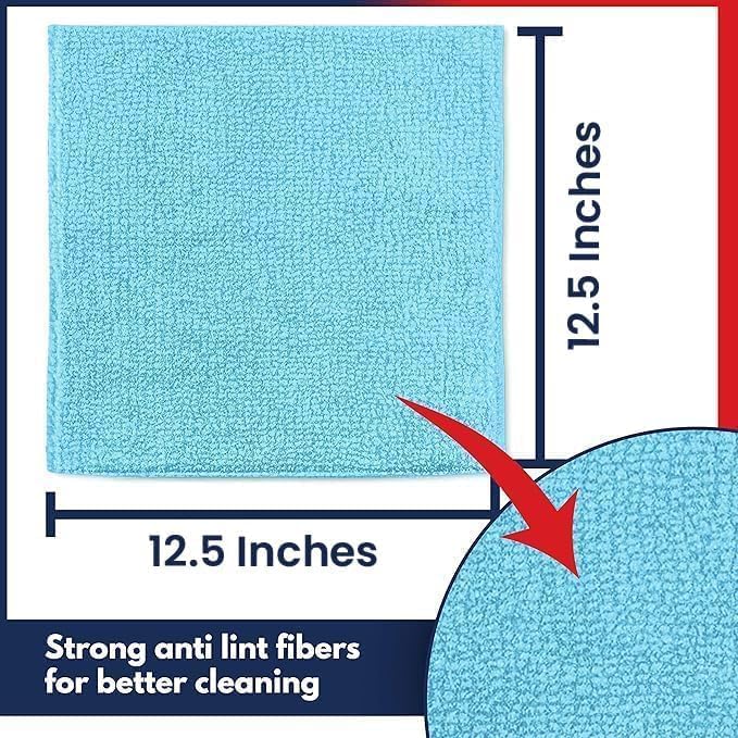 USANOOKS Microfiber Cleaning Cloth - Turq - 100Pcs (12.5x12.5 inch) High Performance - 1200 Washes, Ultra Absorbent Car Towel Traps Grime & Liquid for Streak-Free Mirror Shine - car Washing Cloth