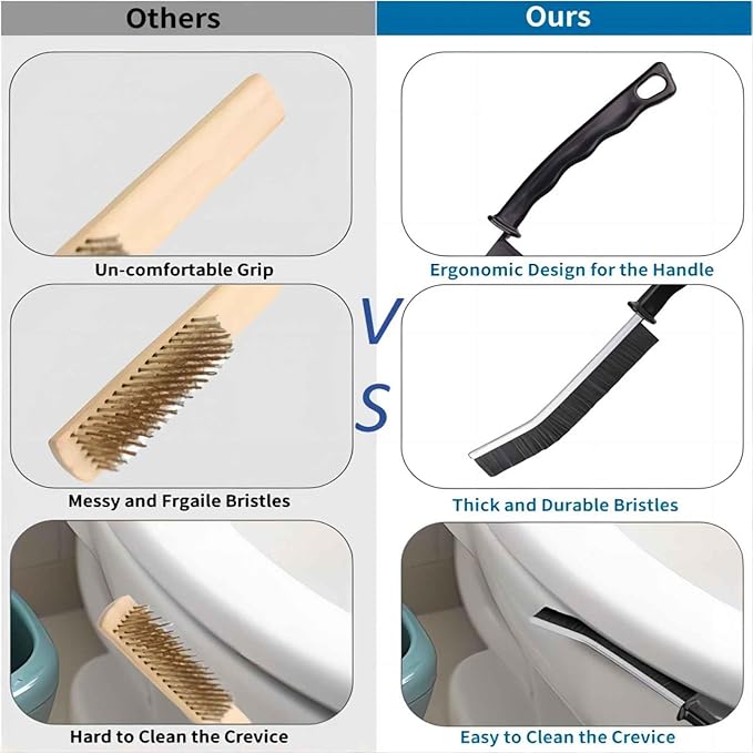 Crevice Cleaning Brush Cleaning Tools Cleaning Supplies Grout Brush Scrub Brush Toilet Brush for Household Use for Cleaning Bathroom Kitchen 3 Pcs (Black)