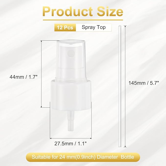 uxcell 12 Pcs White Spray Top, 24/410 Fine Mist Sprayer Reusable Replacement Spray Bottle Pump Plastic Top for Cosmetic Perfume and Body Sprays Bottle