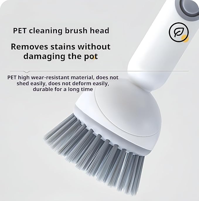 Adjustable Dish Brush with Soap Dispenser, Non-Scratch PET Bristles, Ergonomic Handle, Kitchen Cleaning Tool for Pots, Pans & Sink (Grey, Combination Style (1 Long + 1 Short))