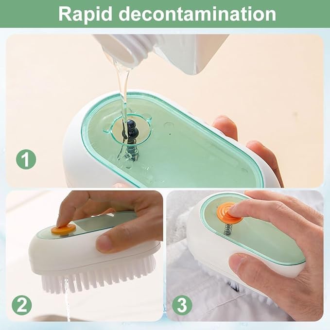 2 in 1 Multifunction Cleaning Brush, Multifunctional Cleaning Brush with Soap Dispenser, Liquid Filled Laundry Brush, Household Cleaning Clothes Shoes Brush with Liquid Box (White)
